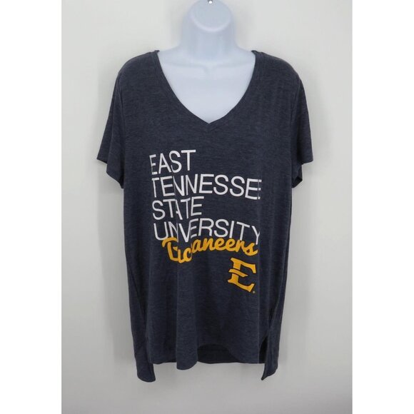 East Tennessee State Univ Buccaneers Ladies Champion V-Neck Navy T-Shirt XL NWT - Picture 1 of 4